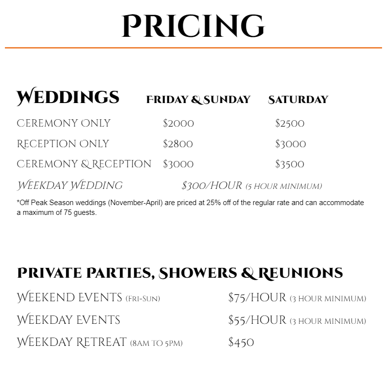 heritage hall pricing